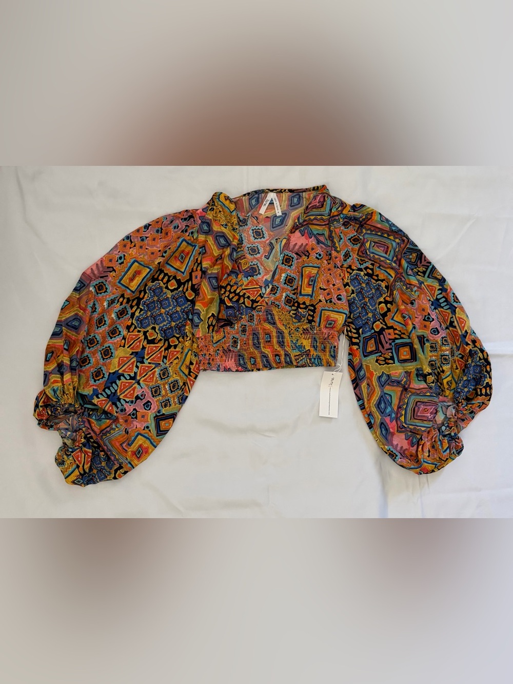 Truth Multicolor Geometric Print Cropped Top